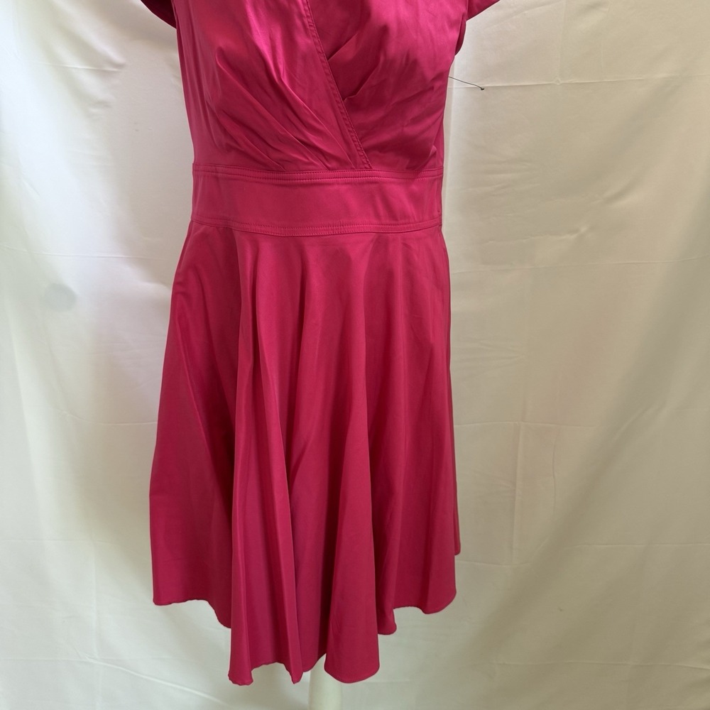 Betsey Johnson Womens Faux‎ Wrap Hot Pink Midi Dress Size 14 - Picture 4 of 13